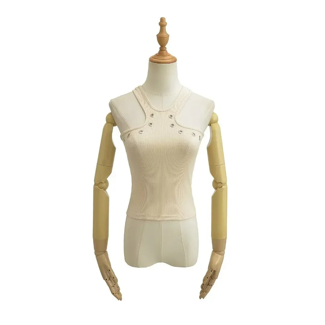 American Style Hot Girl Design Cross Shoulder Strap Vest Summer New Slimming Short Top Cotton Material Fashionable Crop Top